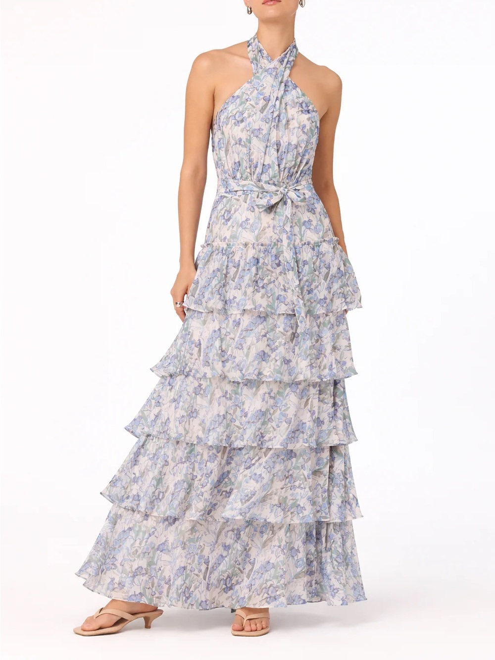 Floral Tiered Halter Dress